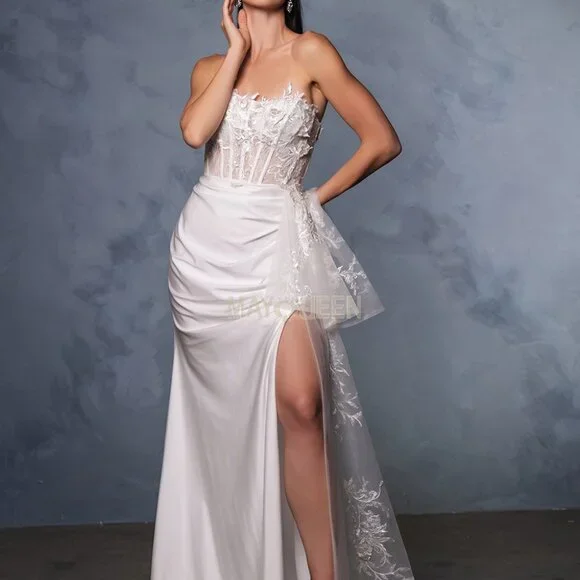 corset wedding dress with straps Flower Lace Illusion Spaghetti Strap A-Line Wedding Dress  Brydealo
